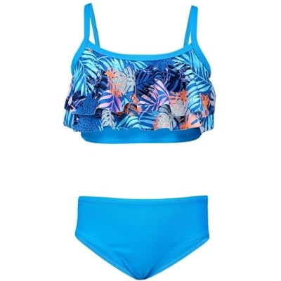 Afbeelding van Aquarti Meisjes Bikini Set Bustier Brief Tweedelig Badpak Zwempak, 030J Met Franje/Bladeren/Oranje/Blauw/Donkerblauw, 134