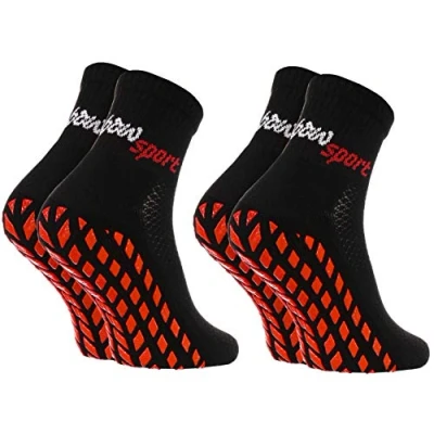 Afbeelding van Rainbow Socks Man Vrouw Badstof Anti slip Sport Enkelsokken Neon 2 Pairs Zwart Maat EU 47 50