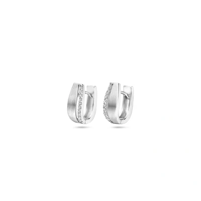 Afbeelding van Zilver gerhodineerd klapoorringen zirkonia 14 mm poli/mat 1340028