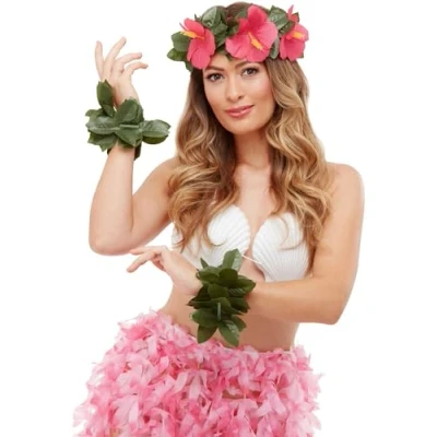 Afbeelding van Smiffys 51034 Hawaiian Luau Tiki Kit, Unisex Volwassene, Groen &amp; Roze