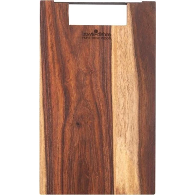 Afbeelding van Bowls and Dishes Pure Rose Wood Duurzame Borrelplank Tapasplank Serveerplank recht met metalen handvat 39 cm BBQ tip!