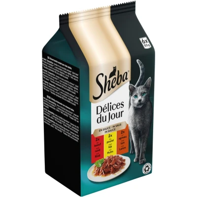 Afbeelding van Sheba Délices Du Jour Kattenvoer Nat Selectie Maaltijdzakjes Multipack Gevogelte in Saus 6x50 gr