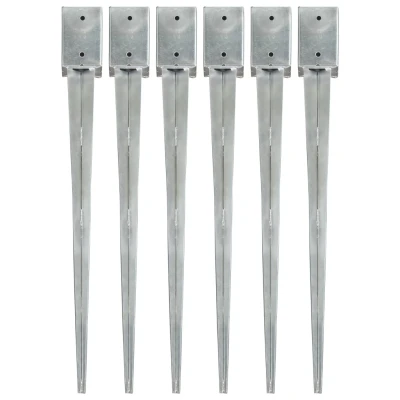Afbeelding van Grondpinnen 6 st 9x9x90 cm gegalvaniseerd staal zilverkleurig
