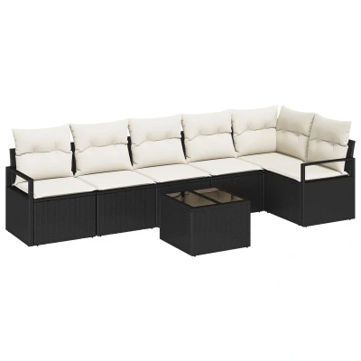 Afbeelding van vidaXL 6 delige Tuin Sofa Set met Kussens Bruin Poly Rattan