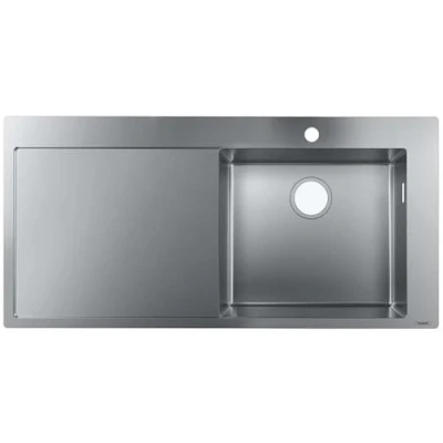 Afbeelding van hansgrohe Keukenspoelbak, inbouw 450 mm met afdruipvlak voor 600 onderkast, roestvrij staal