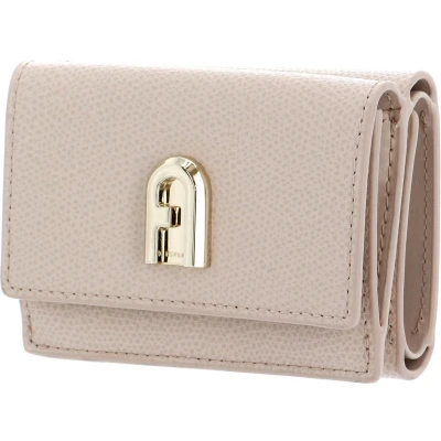 Afbeelding van FURLA Leren Portemonnee 1927 Compact Wallet Trifold Ballerina Beige