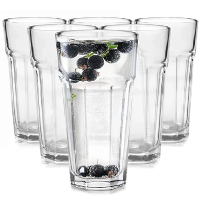 Afbeelding van 320 ml, set van 6 longdrinkglazen, drinkglazen, highballglas, waterglazen, cocktail, perfect voor thuis, restaurants en feestjes, glazenset, klassieke vorm