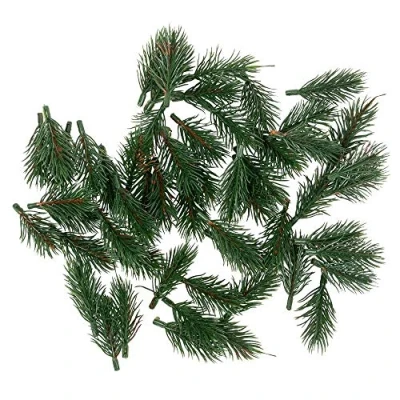 Afbeelding van Ideen mit Herz Decoratieve dennentakken, groen, 6,5 cm lang, 55 stuks, kunstdennentakken, adventskransdecoratie, dennengroen