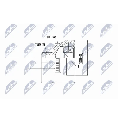 Afbeelding van Homokineet reparatie set, aandrijfas NTY NPZ AU 009