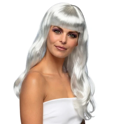 Afbeelding van Boland Pruik Chique Wit Golvend Lang Vrouwen Glitter and Glamour