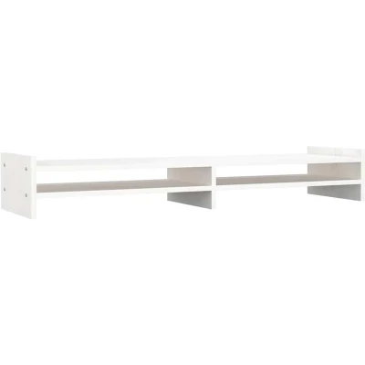 Afbeelding van vidaXL Monitorstandaard 100x27x15 cm massief grenenhout wit