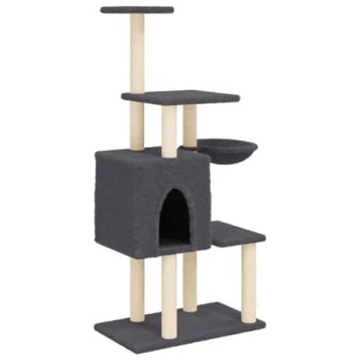 Afbeelding van vidaXL Kattenmeubel met sisal krabpalen 131 cm donkergrijs