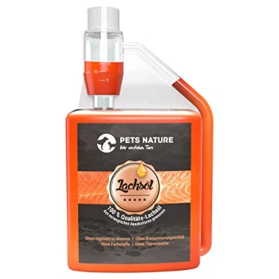 Afbeelding van Pets Nature Zalmolie voor honden en katten, 250 ml pure premium visolie met omega 3 6 je hond, kat paard