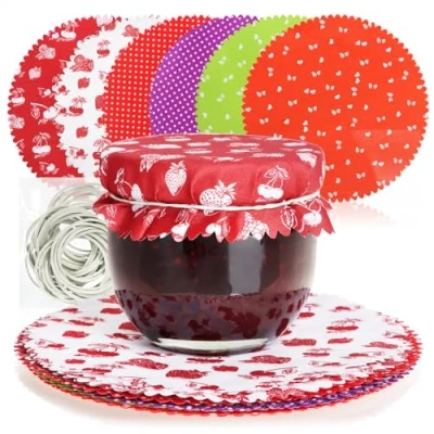 Afbeelding van COM FOUR® 24x jamdoilies, mason jar decor, decoratieve kappen voor jampot decoratie [selectie varieert] (24 stuks sieraden kleedjes)