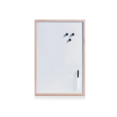 Afbeelding van Magnetisch whiteboard/memobord met houten rand 40 x 60 cm Zeller Kantoorbenodigdheden Schrijf/tekenborden Memoborden Magnetische whiteboarden