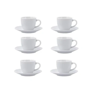 Afbeelding van Quid New Renova Set met 6 kopjes schoteltje, porselein, 9 cl, wit