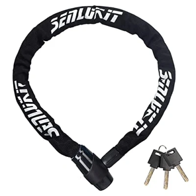 Afbeelding van Zwart Senlu fietsslot met 3 sleutels Hoog beveiligingsniveau kettingslot Scooterslot, antidiefstalslot, motorfiets, brommerslot