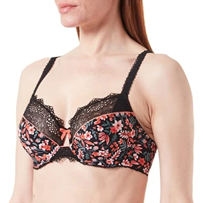 Afbeelding van Sans Complexe Julia damesbeha, Bedrukt, bloemenmotief, zwart., 75C
