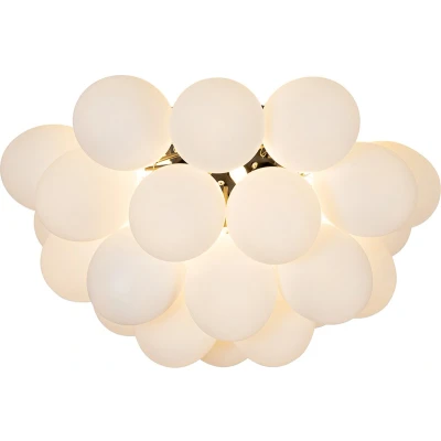 Afbeelding van QAZQA Art deco plafondlamp zwart met opaal glas 6 lichts Uvas