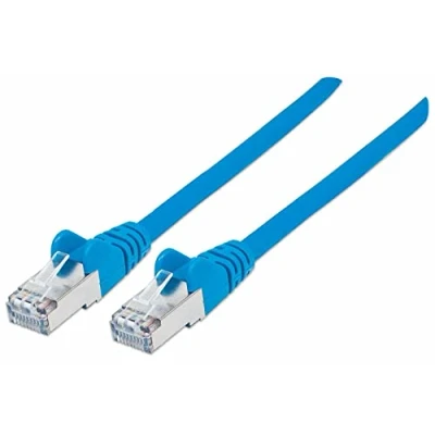 Afbeelding van Intellinet 740975 RJ45 Netwerkkabel, patchkabel CAT 6A S/FTP 5.00 m Blauw Folie afscherming, Afscherming gevlochten, Afgeschermd, Halogeenvrij 1 stuk(s)