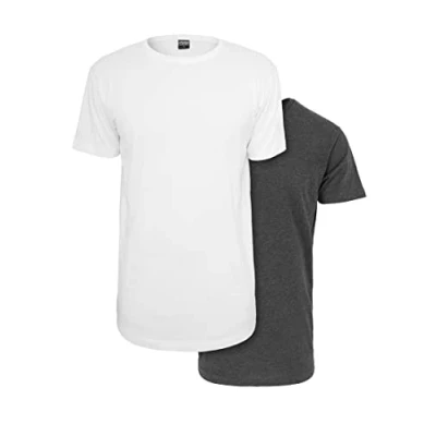Afbeelding van Urban Classics Prepack Shaped 2PACK Tshirt basic, Heren, Maat: Small, White charcoal