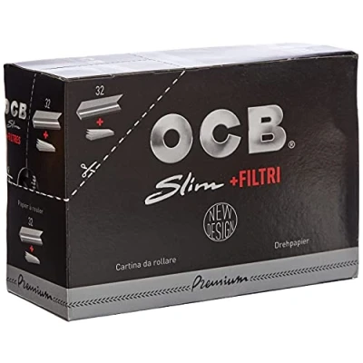 Afbeelding van OCB Premium Long Slim Paper zwart + tips sigarettenpapier, papier, 15 x 5 cm
