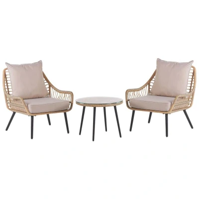 Afbeelding van Beliani Bistroset LAURETO Beige pe rotan