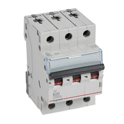 Afbeelding van Legrand installatieautomaat tx3 3p b20a 6000a 3modules 403403