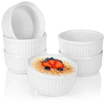 Afbeelding van COM FOUR® 6x souffléschalen keramische ragoutvinkommen ovenvaste ovenschalen vaatwasmachinebestendige dessertschalen vazen 250 ml
