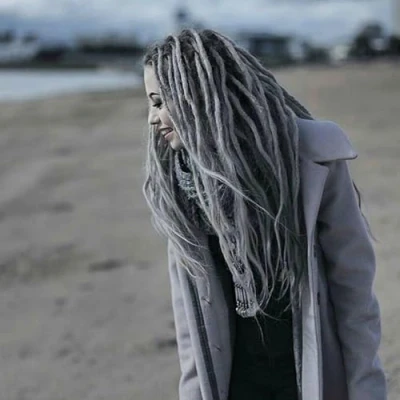 Afbeelding van 20 Strands Dreadlock Extensions 24 Inch Synthetic Hippie Single Ended Dreads Ginger 0.6 cm Width Loc Reggae Style Crochet Hair for Women (1B/Grey)