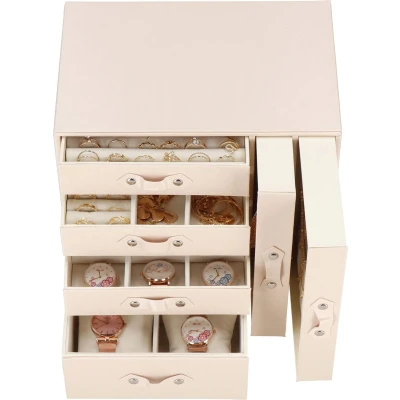 Afbeelding van Springos Sieradendoos Juwelendoos 6 Lagen 26x22x18cm Roze