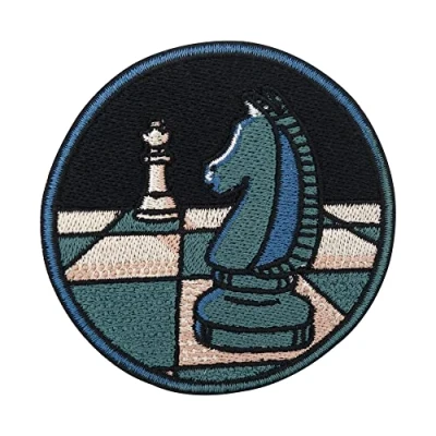 Afbeelding van Schaakpaard en dame patch om op te strijken schaakbord patches, opstrijkplaatje strijkplaatje, patches finally Home