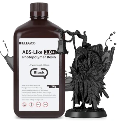 Afbeelding van ELEGOO ABS Like Resin 3.0 Plus 3D printerhars, snelle fotopolymeerhars, uv hardend, hoge precisie, voor LCD printer, zwart, 2 kg