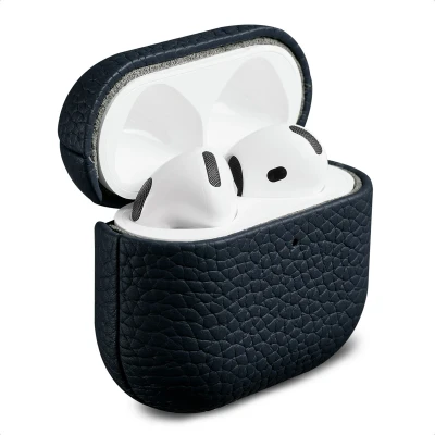 Afbeelding van Accezz Echt lederen case Hoesje geschikt voor AirPods 4 Donkerblauw