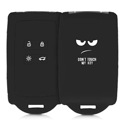Afbeelding van kwmobile autosleutelhoes geschikt voor Renault 4 knops Smartkey autosleutel (alleen Keyless Go) Siliconenhoes in wit / zwart Sleutelcover