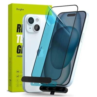 Afbeelding van Ringke Full Cover Glass Schermbeschermer Compatibel met iPhone 15 Gehard Glas Volledige Dekking Easy Installation Tool