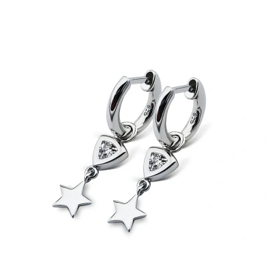 Afbeelding van Jwls4u Oorringen Trillion Star Zilver JE017S