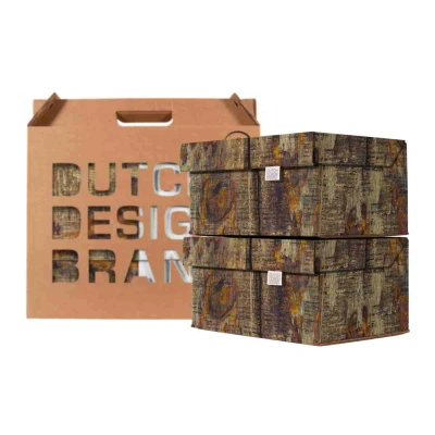 Afbeelding van Dutch Design Brand Opbergbak Storage Box Medium Set Van 2 Karton Tree Trunk Boomstam 33,2x24,2x16,5cm