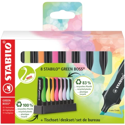Afbeelding van Markeerstift STABILO GREEN BOSS 6070/8 assorti deskset à 8 stuks
