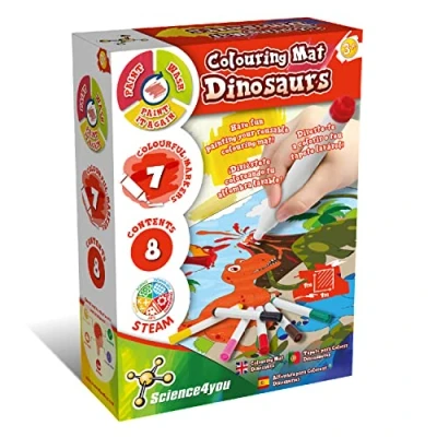 Afbeelding van Science4you Tekenmat und Kleurmat Dinosaur voor Kinderen +3 Jaar Wasbare Schildermat Kinderen: en Verf Speelgoed dinosaurussen met 7 Markeringen, Educatieve Spellen
