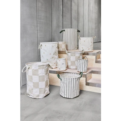 Afbeelding van OYOY Raita wasmand/Laundry basket met strepen M Green/Off White