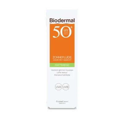 Afbeelding van Biodermal Zonnefluïde Gezicht Matterend SPF50+