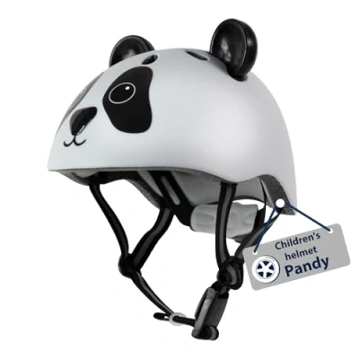 Afbeelding van HUDORA kinderhelm Pandy comfortabele kleine helm in XS veilige fietshelm met schattig panda motief hoogwaardige voor meisjes en jongens ideaal loopfiets/scooter fiets