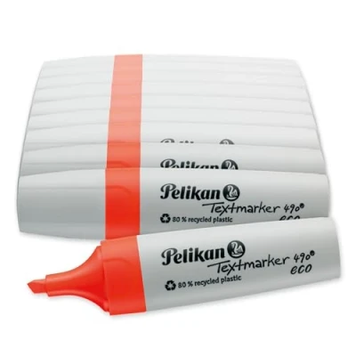 Afbeelding van Pelikan Markeerstift 490 eco, neon rood, 10 stuks in doos
