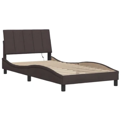 Afbeelding van vidaXL Bedframe stof donkerbruin 100x200 cm