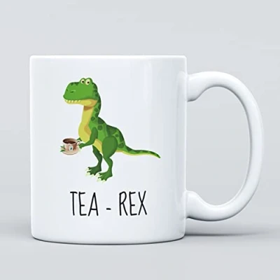 Afbeelding van Tea Rex Dierlijke schattige dinosaurus grote zware keramische nieuwigheid grappige koffiemok, beker voor mannen en vrouwen, meisjes jongens cadeau verjaardag, vertrek, leraar, Kerstmis, 325