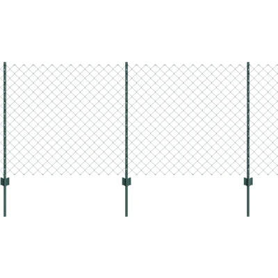 Afbeelding van vidaXL Kettinglink hek met 10 U palen Groen 1x10 m Staal