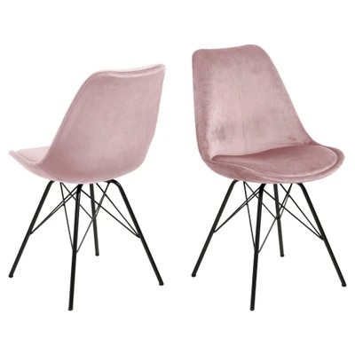 Afbeelding van Leen Bakker Eetkamerstoel Bonn 2 Stuks Velvet Oud Roze Stoelen