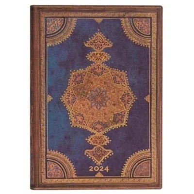 Afbeelding van Varzi Briefpapier selectie Sinds 1956 Paperblanks kalender 2024, 12 maanden Flexis, Midi, Dagweergave, Safavitische bindingskunst, Indigo 12,5 x 17,5 cm