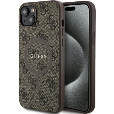 Afbeelding van Guess 4G Colored Ring Back Case (MagSafe Compatible) Apple iPhone 14 (6.1&quot;) Bruin